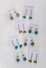 Load image into Gallery viewer, Vintage Chunky Gold and Brown Quartz Statement Drop Earrings
