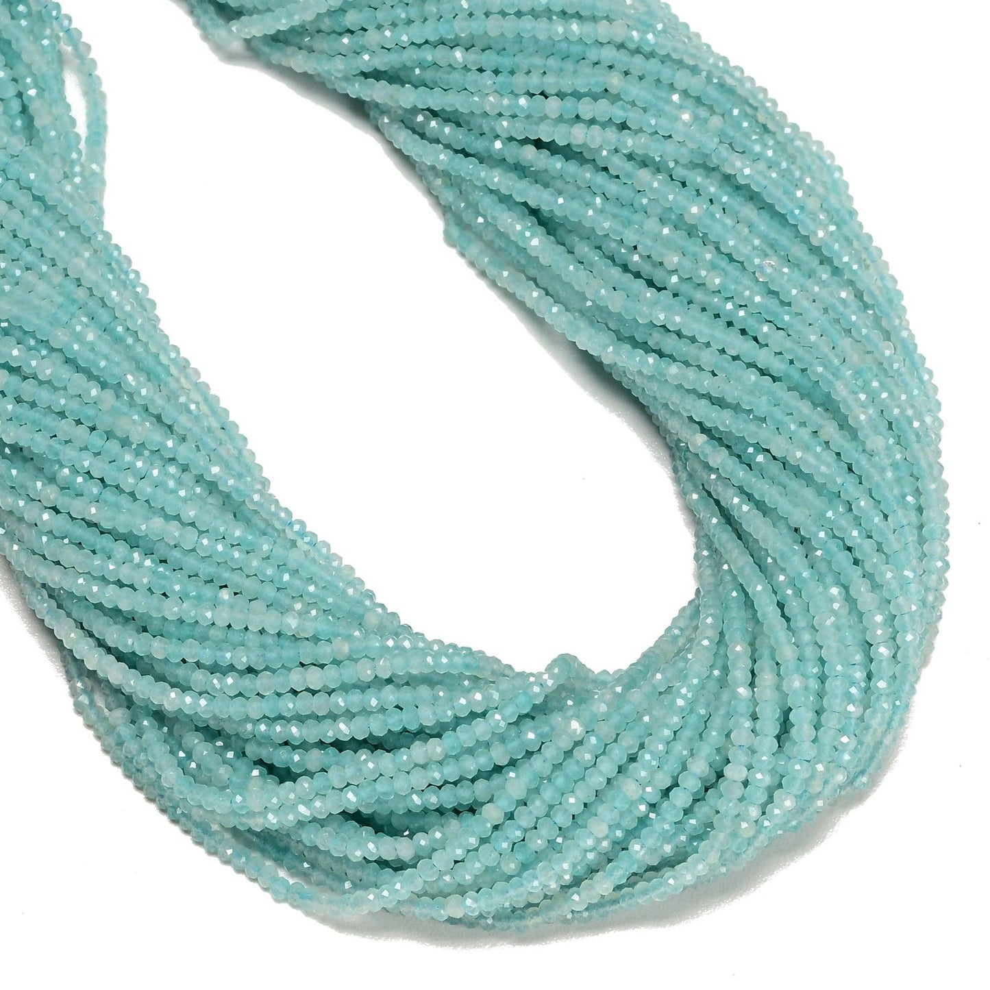 Natural Blue Green Amazonite Faceted Rondelle Beads Size 1.5x2mm 15.5'' Strand