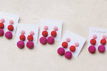 Load image into Gallery viewer, Pink, Red and Purple Ombre Holiday Lido Drop Earrings