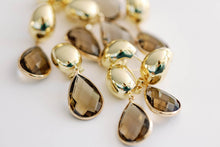 Load image into Gallery viewer, Vintage Chunky Gold and Brown Quartz Statement Drop Earrings