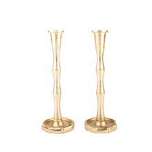 Load image into Gallery viewer, Gold Bamboo Candlestick Set - Small