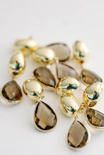 Load image into Gallery viewer, Vintage Chunky Gold and Brown Quartz Statement Drop Earrings