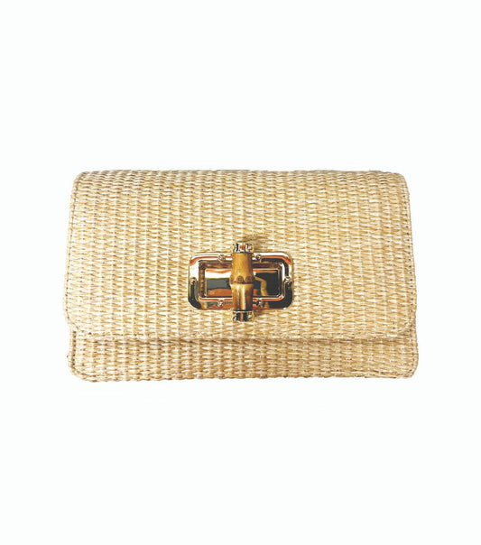 Lilly Straw Clutch - Bamboo Closure