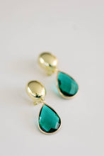 Load image into Gallery viewer, Vintage Chunky Gold and Green Statement Drop Earrings