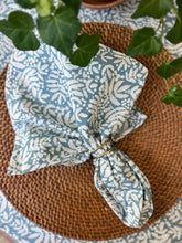 Load image into Gallery viewer, Gathered Garden Tablecloth in Lake Blue