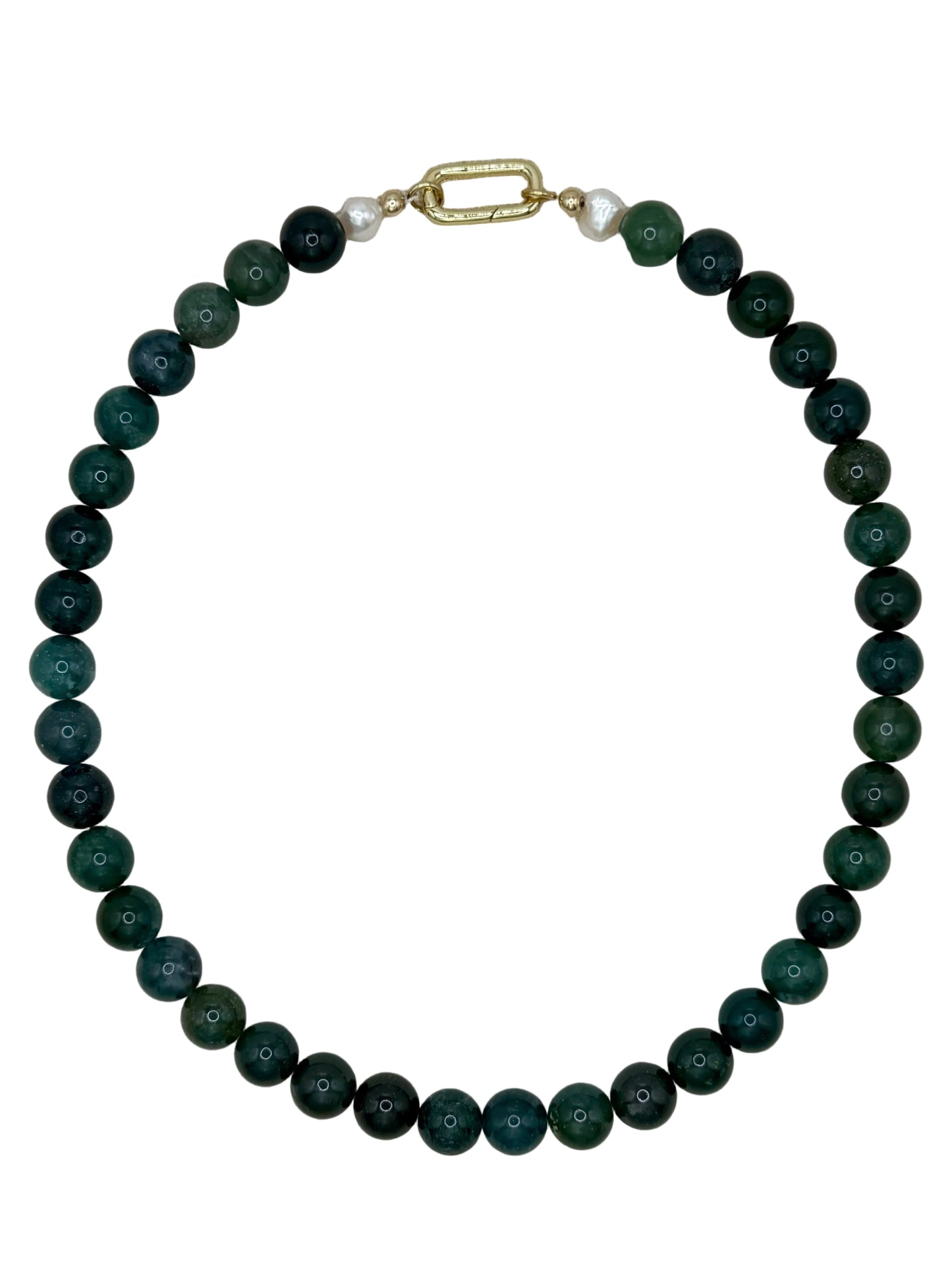 Gemstone Short Layering Necklace, Moss Agate