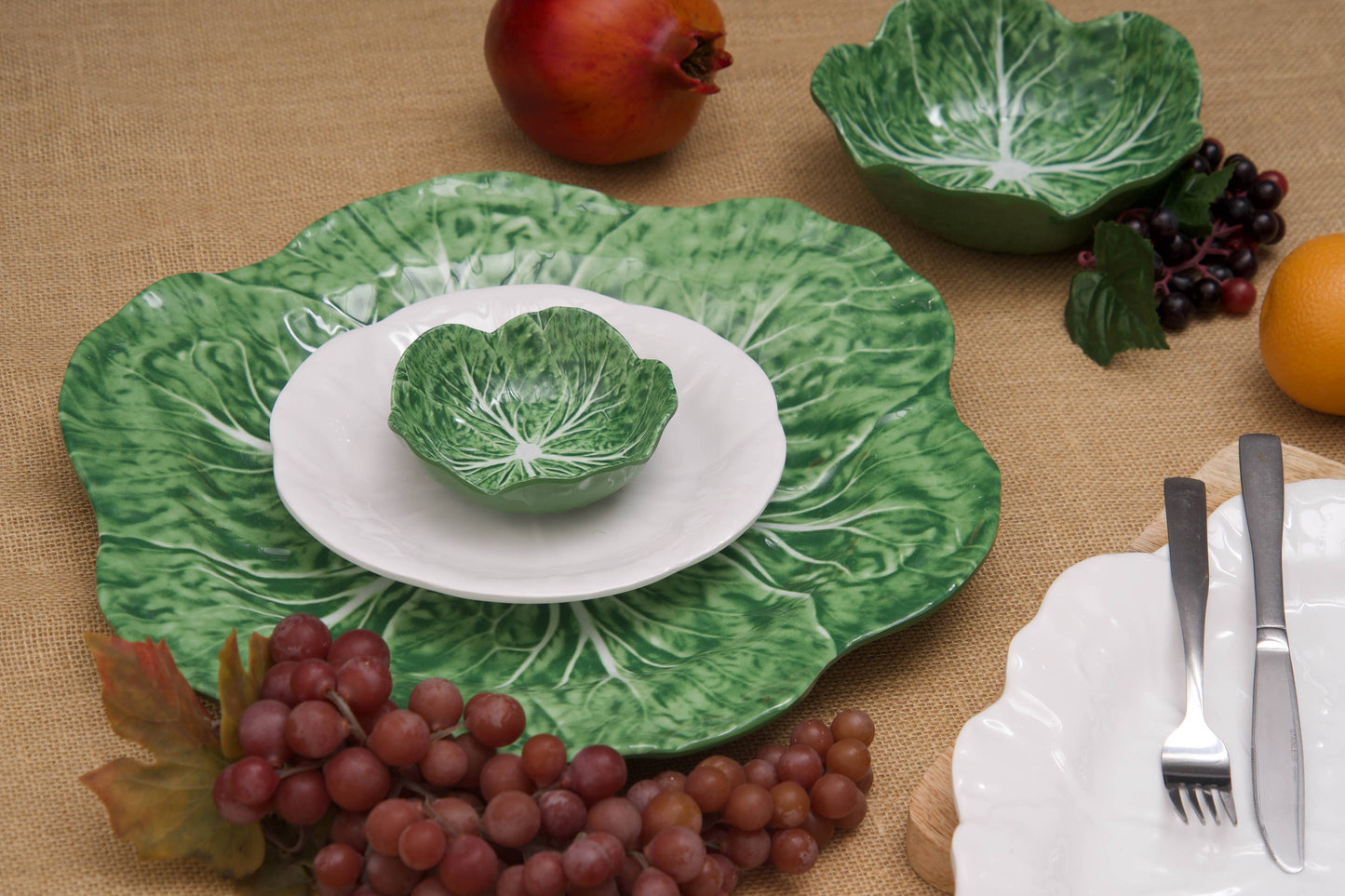 Cabbage Leaf Green Cereal Bowl Set 4