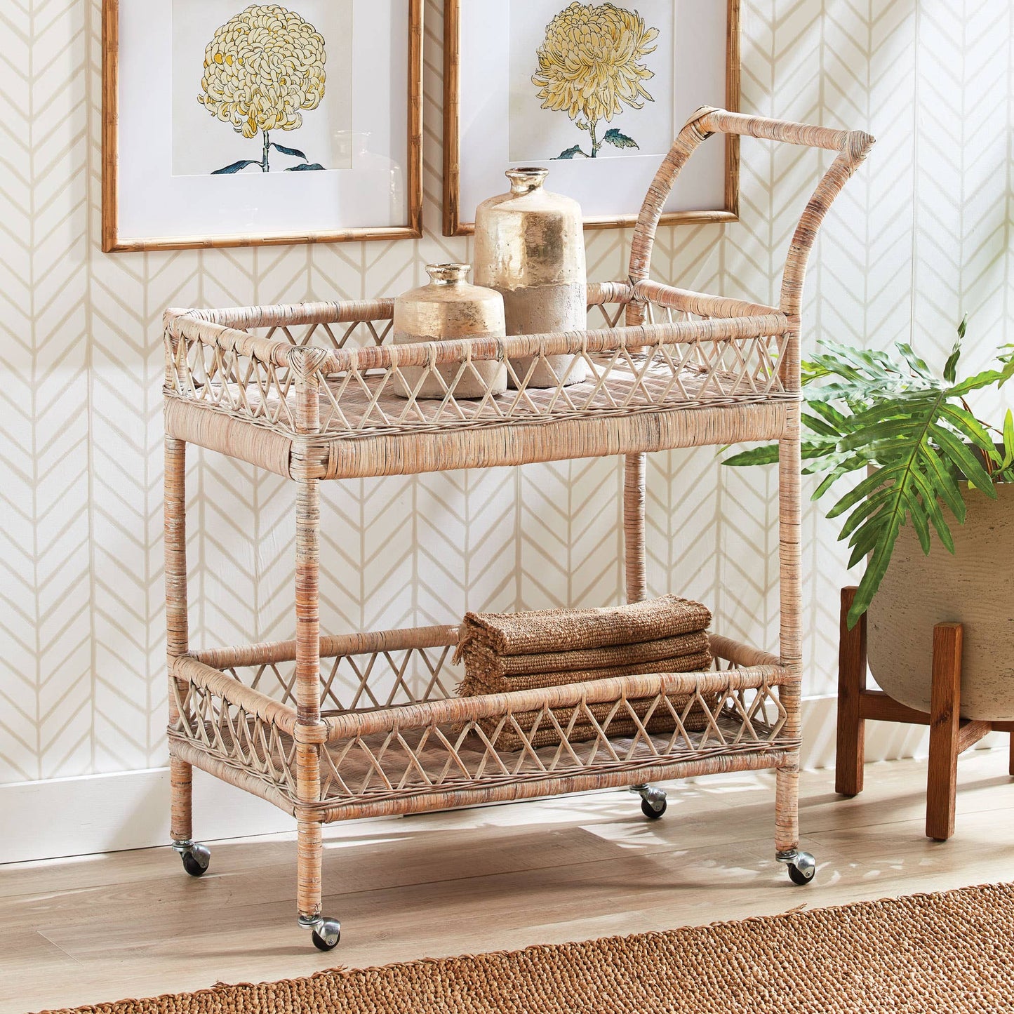 Burma Rattan Bar Cart