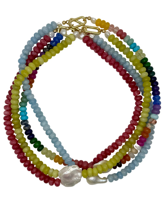 Layering Necklace with Freshwater Baroque Pearl