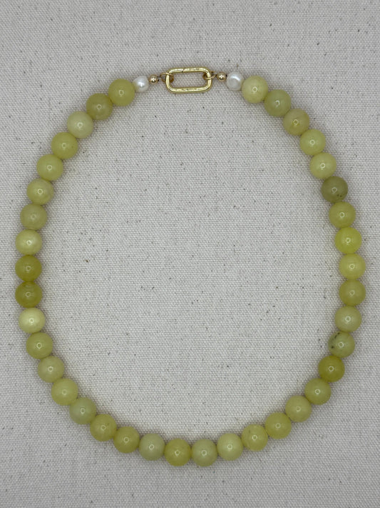 Gemstone Short Layering Necklace, Lemon Jade