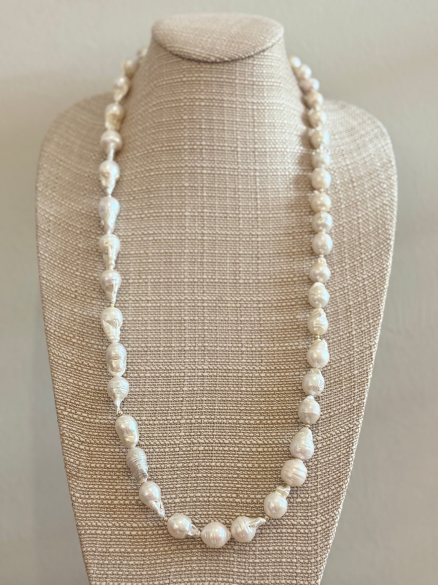 Large Natural Baroque Freshwater Pearl Necklace - Long