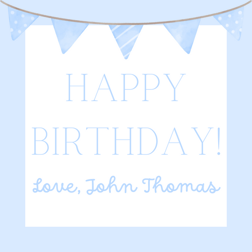 Happy Birthday! Blue Flags Gift Tag - Customizable - Digital Download