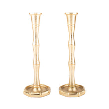 Load image into Gallery viewer, Gold Bamboo Candlestick Set - Large
