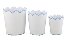 Load image into Gallery viewer, White & Pale Blue Scalloped Planters