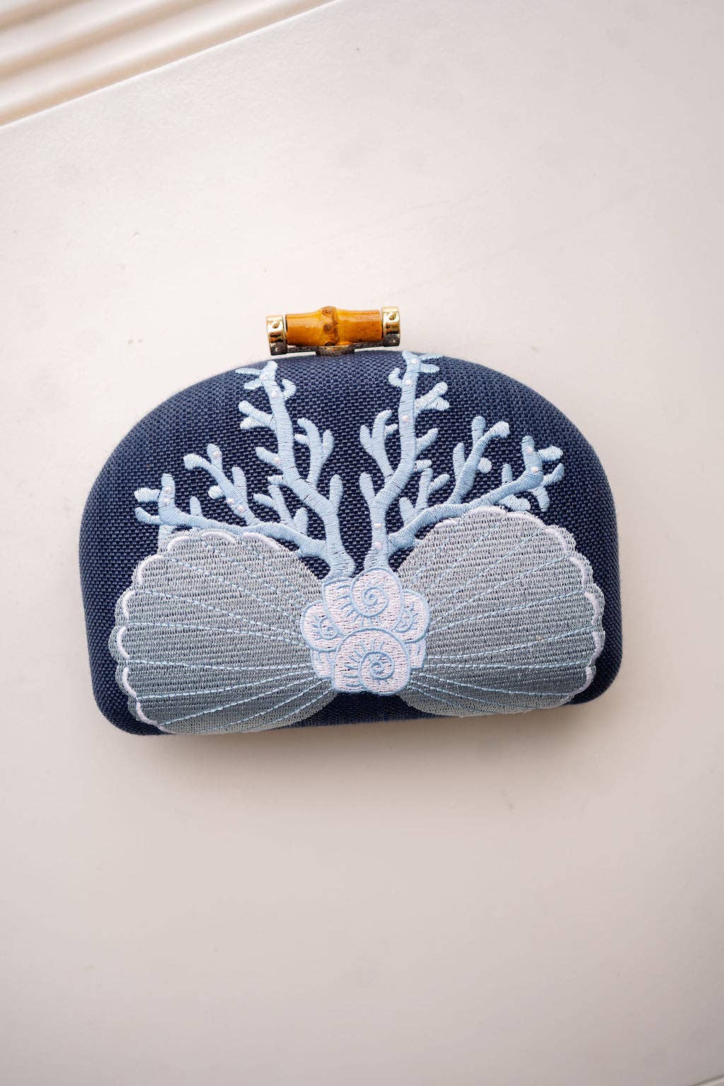 Coral and Shell Clutch- Embroidered - WS