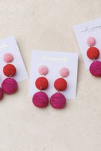 Load image into Gallery viewer, Pink, Red and Purple Ombre Holiday Lido Drop Earrings