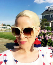 Load image into Gallery viewer, Red, White & Blue, Coco Tassel Earrings