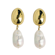 Load image into Gallery viewer, Vintage Chunky Gold and Pearl Statement Drop Earrings