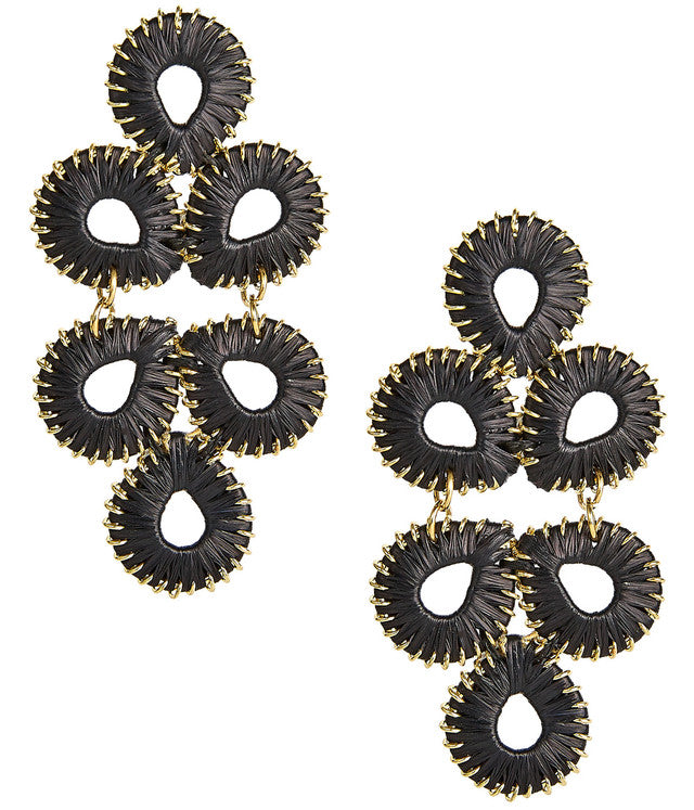Ginger Straw Earrings - Black