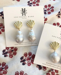 Baroque Pearl Shell Drop Earrings