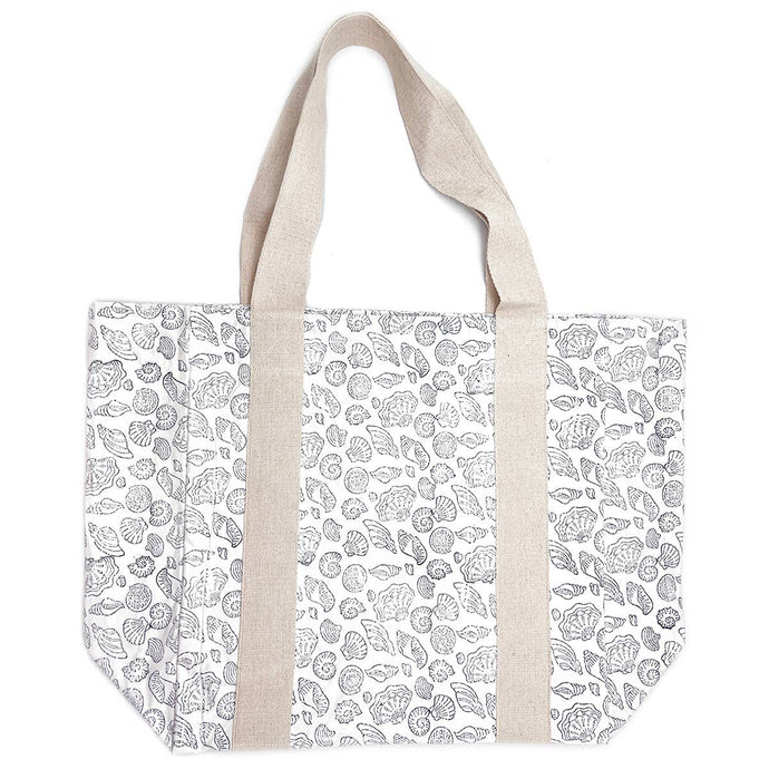 Block Printed Canvas Bag -  Seashells