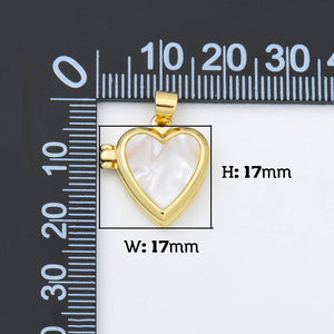 Gold Filled Heart Shell Pearl Locket Charm Pendant, CP1958