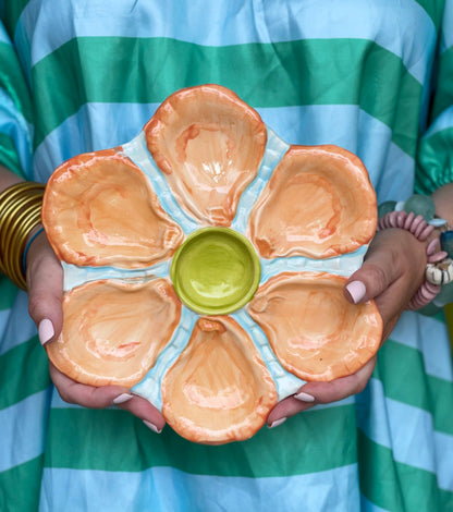 Hand Painted Oyster Plate: The Fancy - Orange Cream 
