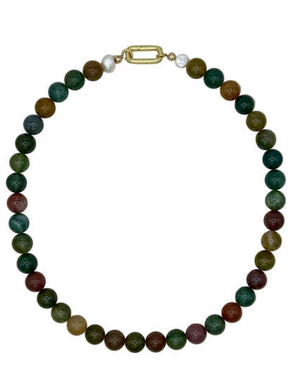 Gemstone Short Layering Necklace, Fancy Jasper