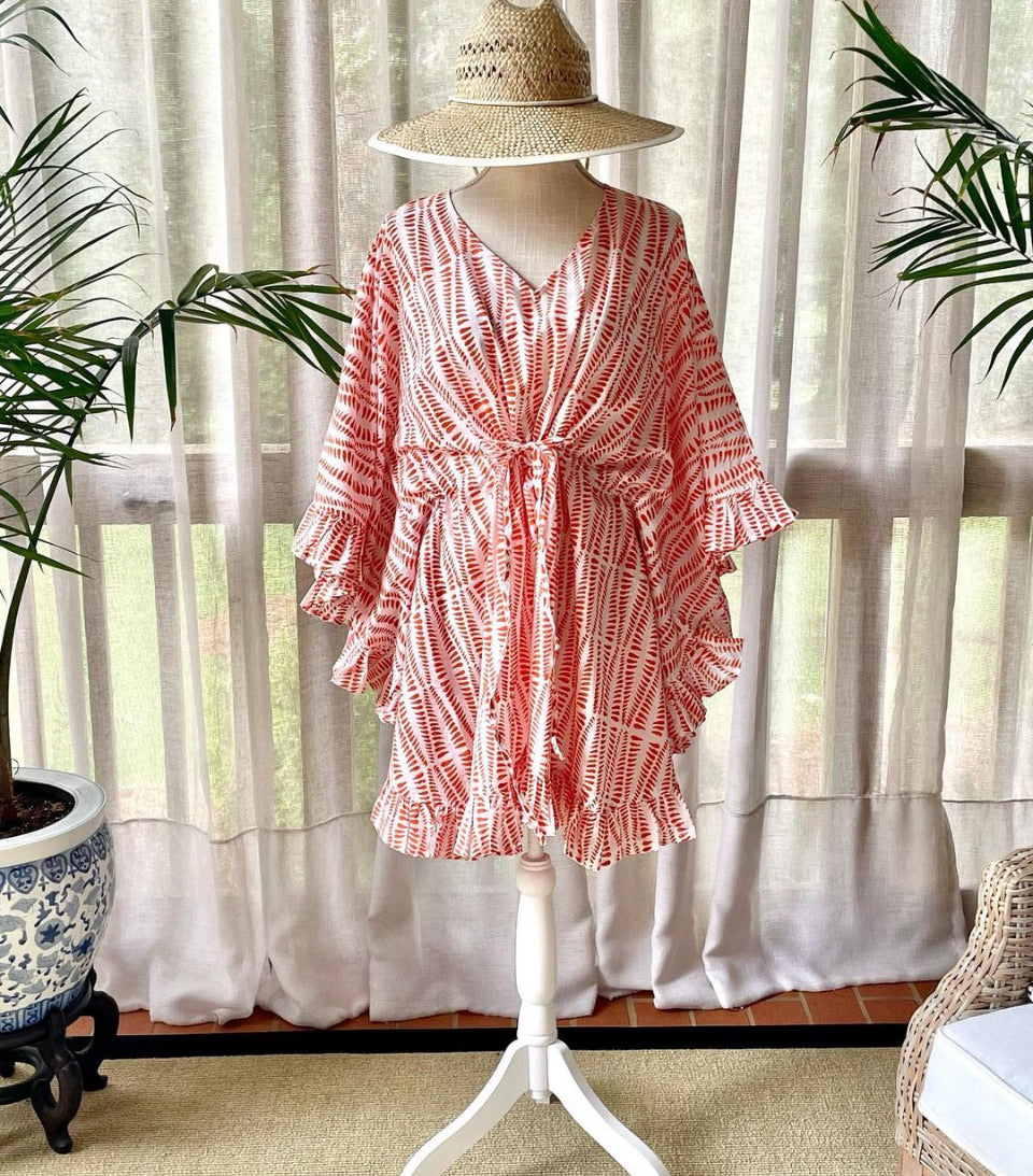 Short Ruffle Caftan Tangerine Fern