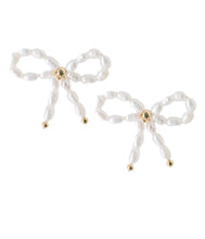 Load image into Gallery viewer, Petite Pearl Bow Stud Earrings