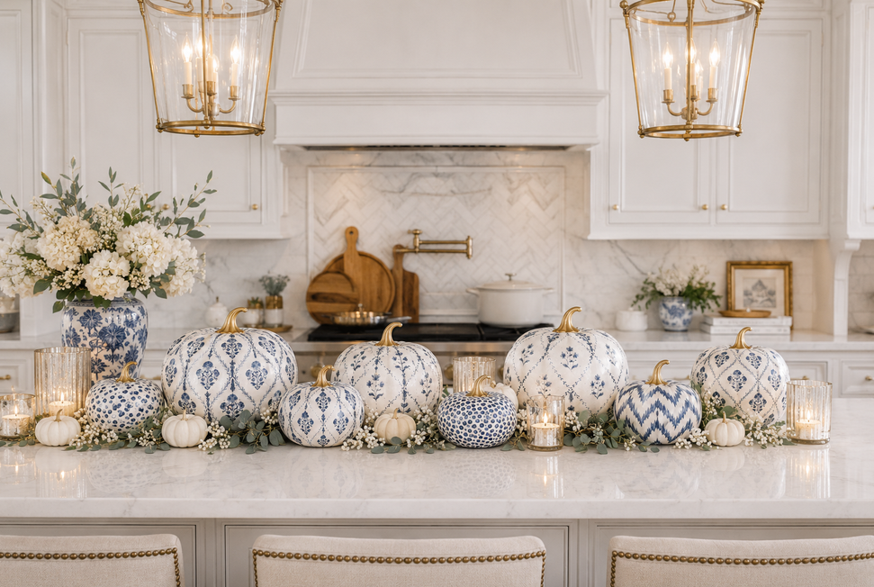 Navy Meadow Sprig Pumpkin