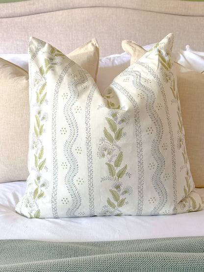 Linen Botanical Stripe Throw Pillow Cover