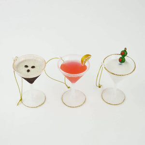 Martini 3pc Boxed Glass Ornament Set