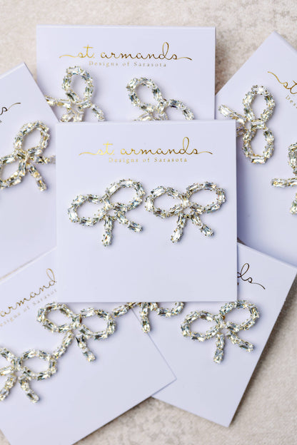 Sparkling Diamond Mini Statement Bow Earrings
