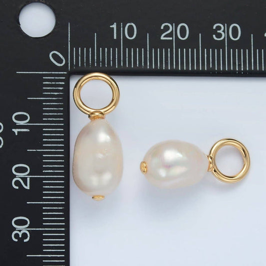 16K Gold Filled 20mm White Freshwater Pearl Drop Pendant | P1862