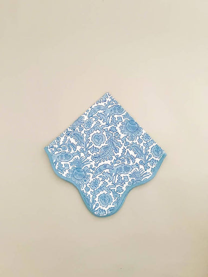 Blue bird block print napkin
