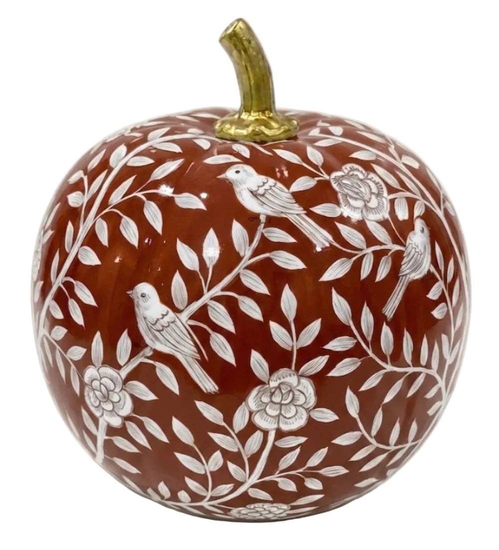 Rusty Red Bird & Vine Silhouette Pumpkin