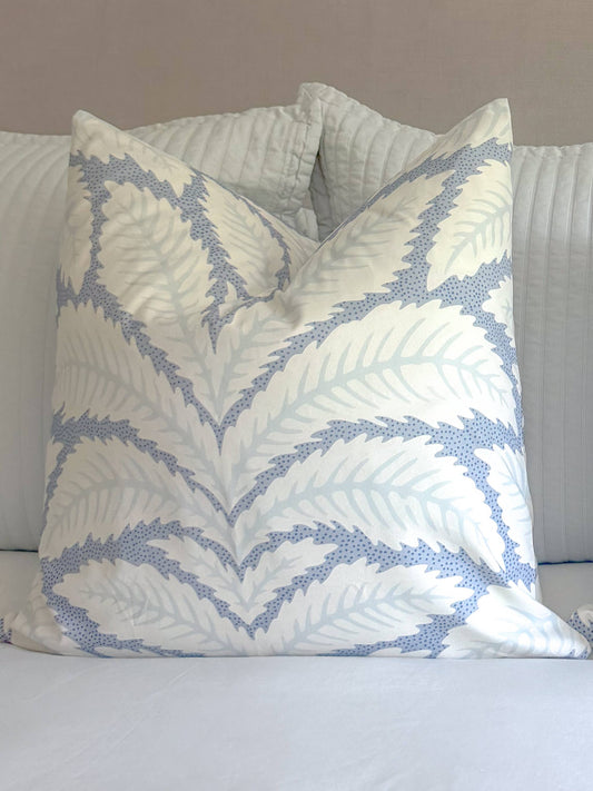 Blue Leaves Throw Pillow Cover