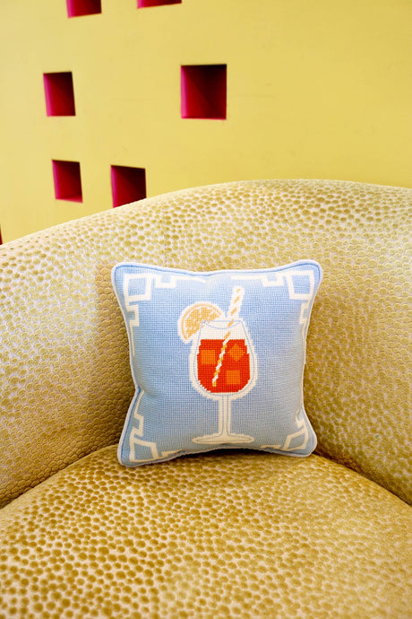 Aperol Spritz Needlepoint Pillow