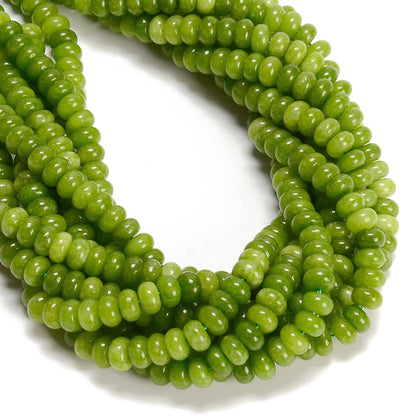 Peridot Color Dyed Jade Smooth Rondelle Beads Size 5x8mm 15.5'' Strand