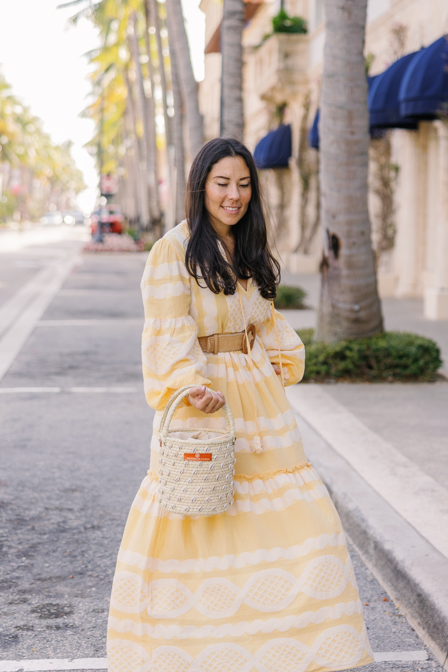 Palm Shell Bucket Tote Citron