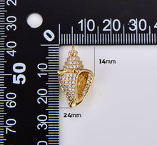 Load image into Gallery viewer, Gold Filled Conch Sea Shell  Beach Pave Charm Pendant CP1895