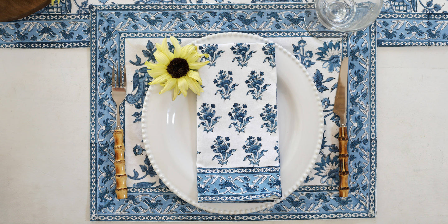 Napkin Gayatri Buti Blue, Set of 4