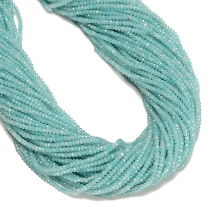 Natural Blue Green Amazonite Faceted Rondelle Beads Size 1.5x2mm 15.5'' Strand