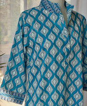 Load image into Gallery viewer, Blue/White Side-Slit Caftan