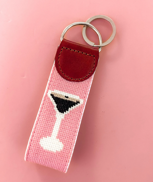 Martini Needlepoint Keychain