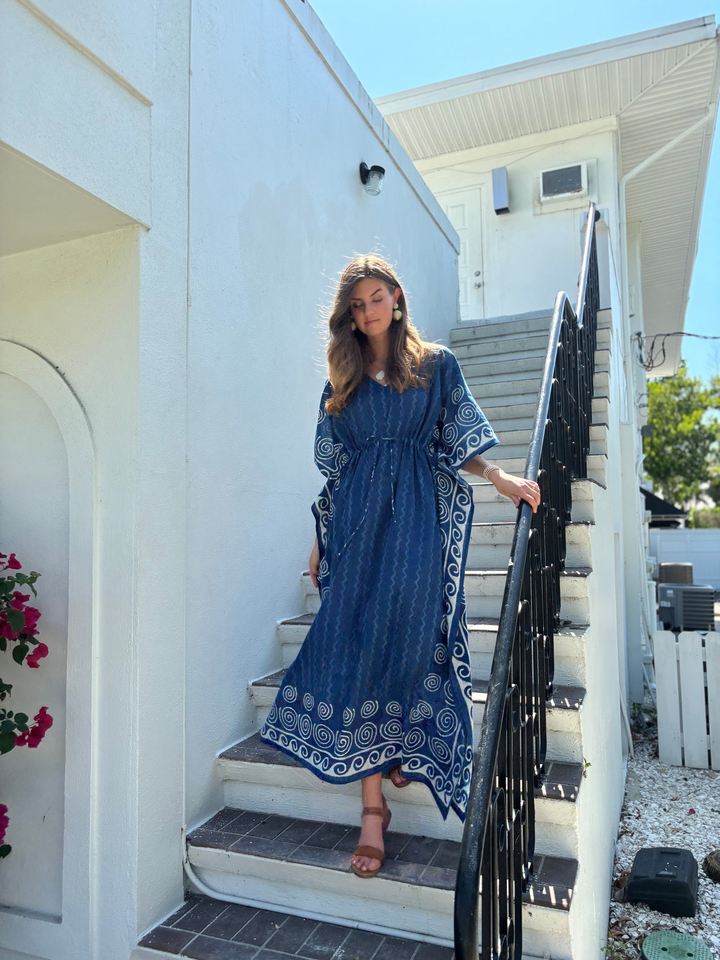 Spiral Block Print Caftan