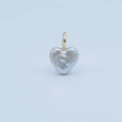 24K Gold Filled White Freshwater Pearl Heart Pendant | P1670