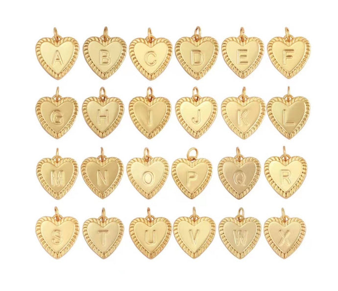 Gold Filled Initial Heart Letter Charm Alphabet Charm CP1820