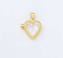 Load image into Gallery viewer, Gold Filled Heart Shell Pearl Locket Charm Pendant, CP1958